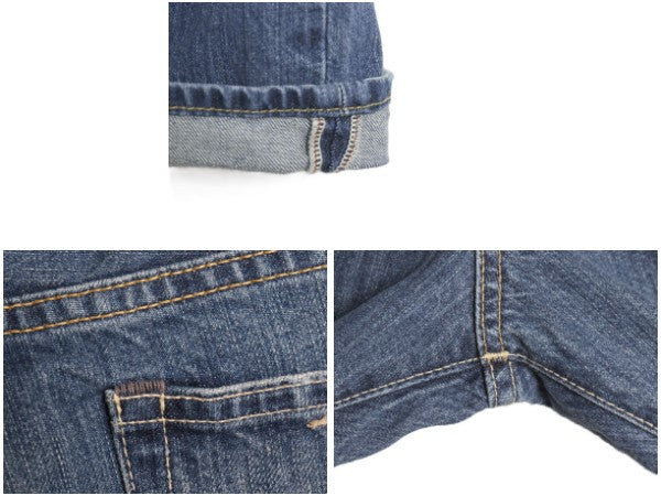 ポロ ラルフローレン デニム パンツ メンズ 34 34 / ヴィンテージ 加工 ジーンズ ジーパン ストレート ボトムス 赤耳 革パッチ セルビッチ