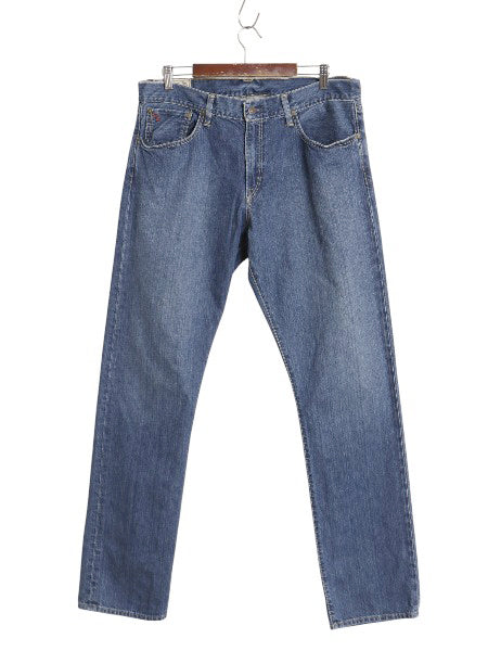 ポロ ラルフローレン デニム パンツ メンズ 34 34 / ヴィンテージ 加工 ジーンズ ジーパン ストレート ボトムス 赤耳 革パッチ セルビッチ