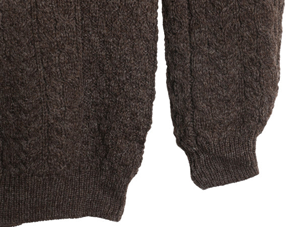 00s アイランド製 オービス フィッシャーマン ニット セーター メンズ XL 古着 オールド アラン ケーブル コットン ウール 大きいサイズ 茶