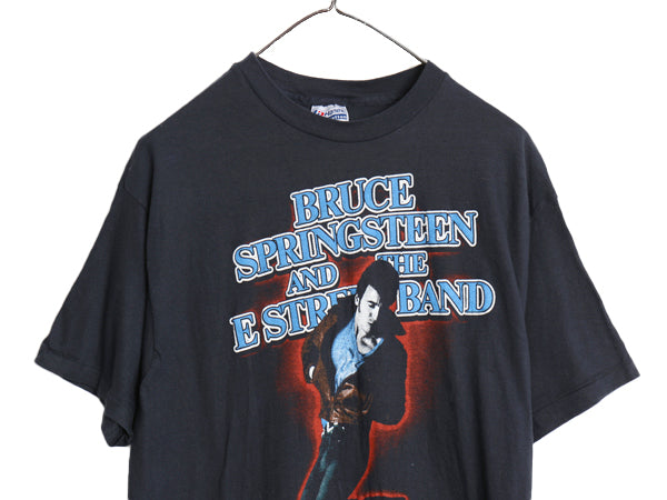 80s USA製 ブルーススプリングスティーン ツアー イラスト プリント Tシャツ メンズ XL M 程 ヴィンテージ 当時物 ロック グラフィック 黒