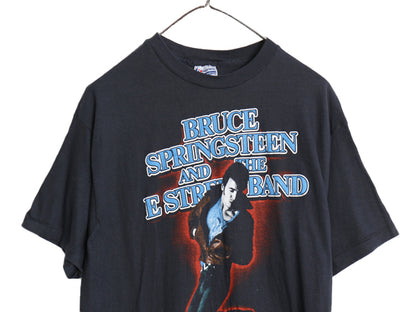 80s USA製 ブルーススプリングスティーン ツアー イラスト プリント Tシャツ メンズ XL M 程 ヴィンテージ 当時物 ロック グラフィック 黒