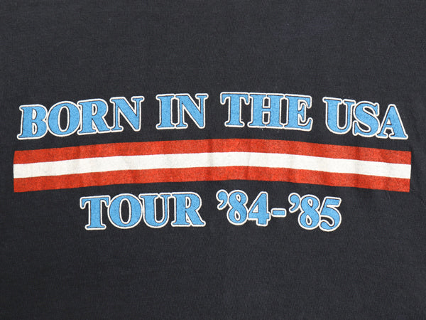 80s USA製 ブルーススプリングスティーン ツアー イラスト プリント Tシャツ メンズ XL M 程 ヴィンテージ 当時物 ロック グラフィック 黒