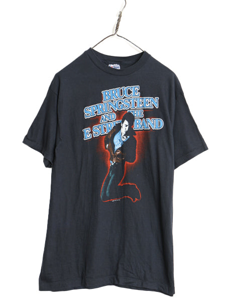 80s USA製 ブルーススプリングスティーン ツアー イラスト プリント Tシャツ メンズ XL M 程 ヴィンテージ 当時物 ロック グラフィック 黒