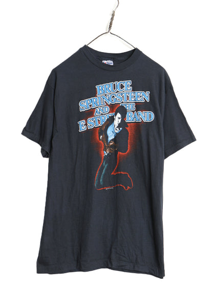80s USA製 ブルーススプリングスティーン ツアー イラスト プリント Tシャツ メンズ XL M 程 ヴィンテージ 当時物 ロック グラフィック 黒