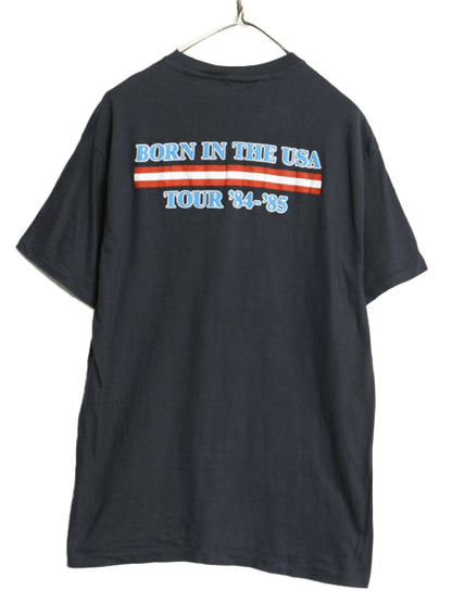 80s USA製 ブルーススプリングスティーン ツアー イラスト プリント Tシャツ メンズ XL M 程 ヴィンテージ 当時物 ロック グラフィック 黒