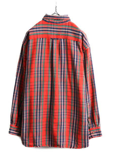 ■ オービス チェック 長袖 ヘビー フランネル シャツ ( メンズ L ) 90s オールド 90年代 ORVIS 長袖シャツ ネルシャツ ポケット付き 厚手