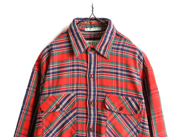 ■ オービス チェック 長袖 ヘビー フランネル シャツ ( メンズ L ) 90s オールド 90年代 ORVIS 長袖シャツ ネルシャツ ポケット付き 厚手