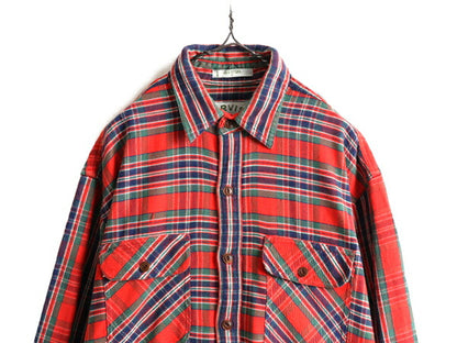 ■ オービス チェック 長袖 ヘビー フランネル シャツ ( メンズ L ) 90s オールド 90年代 ORVIS 長袖シャツ ネルシャツ ポケット付き 厚手