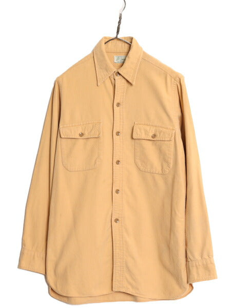 60s 70s 筆記体タグ エルエルビーン コットン シャモア クロス 長袖 シャツ メンズ M 程 古着 ヴィンテージ ネルシャツ LLBEAN フランネル