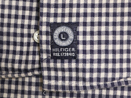 90s トミーヒルフィガー ギンガム チェック オープンカラー 長袖 シャツ メンズ L 古着 90年代 オールド TOMMY HILFIGER コットン 2トーン