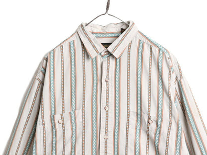 90s エディーバウアー ストライプ 長袖 シャツ メンズ XL 古着 90年代 オールド Eddie Bauer アウトドア 長袖シャツ マルチカラー コットン