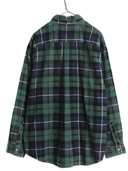 90s エルエルビーン チェック コーデュロイ 長袖 ボタンダウン シャツ メンズ XL 90年代 オールド LLBean アウトドア 長袖シャツ コットン