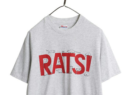 90s USA製 ネズミ アート イラスト プリント Tシャツ メンズ レディース M オールド アニマル グラフィック キャラクター シングルステッチ