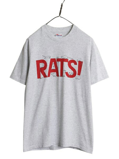 90s USA製 ネズミ アート イラスト プリント Tシャツ メンズ レディース M オールド アニマル グラフィック キャラクター シングルステッチ