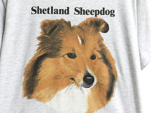 90s USA製 ドッグ アート イラスト プリント Tシャツ メンズ レディース М / オールド アニマル 犬 グラフィック キャラクター カットソー