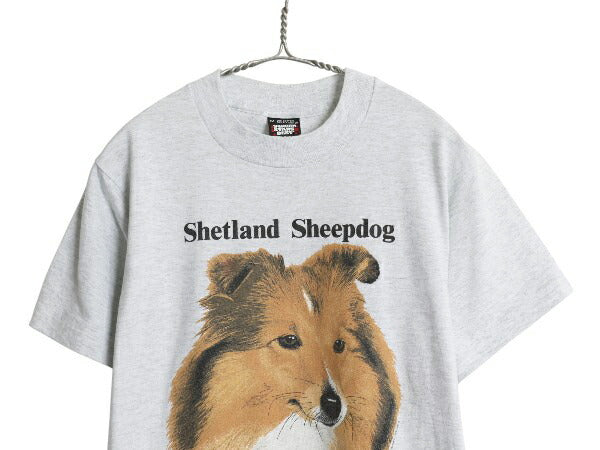 90s USA製 ドッグ アート イラスト プリント Tシャツ メンズ レディース М / オールド アニマル 犬 グラフィック キャラクター カットソー