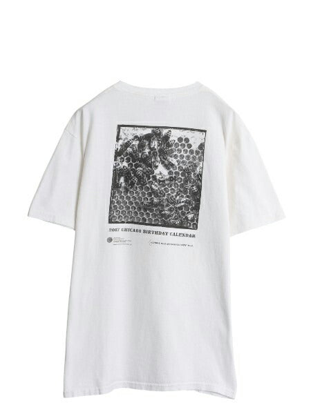 ミツバチ アート イラスト 両面 プリント Tシャツ メンズ L / 古着 アニマル グラフィック ヘビーウェイト カットソー シカゴ 記念 限定 白