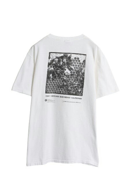 ミツバチ アート イラスト 両面 プリント Tシャツ メンズ L / 古着 アニマル グラフィック ヘビーウェイト カットソー シカゴ 記念 限定 白