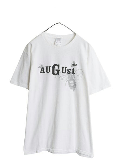 ミツバチ アート イラスト 両面 プリント Tシャツ メンズ L / 古着 アニマル グラフィック ヘビーウェイト カットソー シカゴ 記念 限定 白