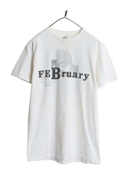 アート イラスト 両面 プリント Tシャツ メンズ M / 古着 半袖Tシャツ グラフィック ヘビーウェイト カットソー シカゴ 記念 限定 ゆったり