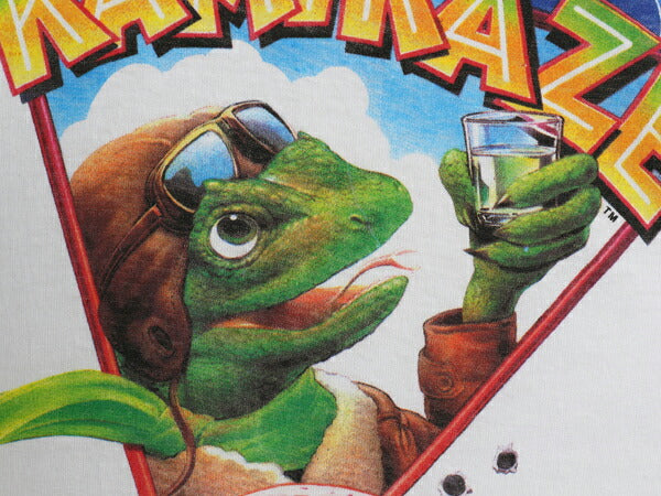 デッドストック 90s 企業物 キャラクター イラスト プリント Tシャツ メンズ L / 新品 オールド 当時物 グラフィック アニマル 酒 カミカゼ