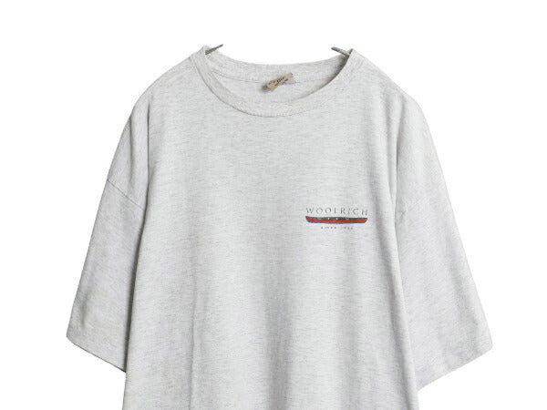 90s USA製 ウールリッチ アート イラスト 両面 プリント Tシャツ メンズ XXL オールド グラフィック シングルステッチ 大きいサイズ グレー