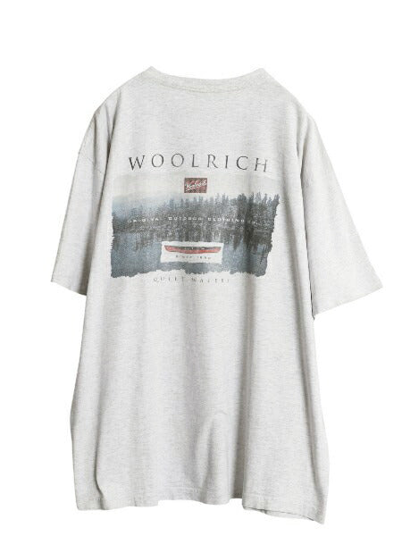 90s USA製 ウールリッチ アート イラスト 両面 プリント Tシャツ メンズ XXL オールド グラフィック シングルステッチ 大きいサイズ グレー