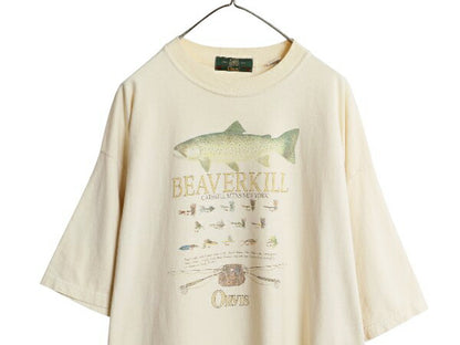 90s USA製 オービス フィッシング アート イラスト プリント Tシャツ メンズ XXL 古着 オールド グラフィック 大きいサイズ ヘビーウェイト