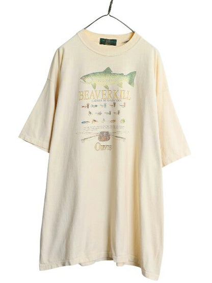 90s USA製 オービス フィッシング アート イラスト プリント Tシャツ メンズ XXL 古着 オールド グラフィック 大きいサイズ ヘビーウェイト