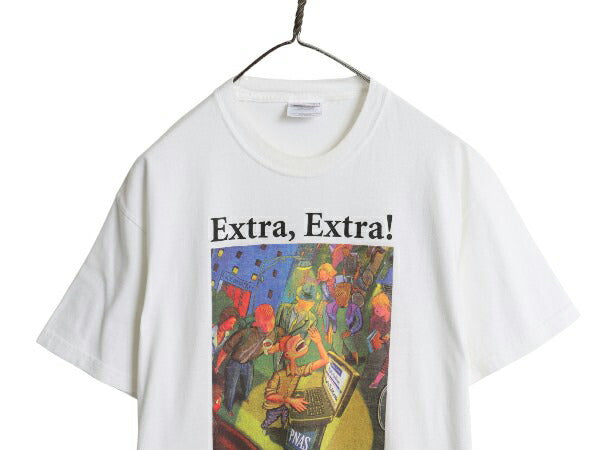 00s PNAS アート イラスト 両面 プリント Tシャツ メンズ M / オールド グラフィック ヘビーウェイト カットソー 企業物 ゆったり ホワイト