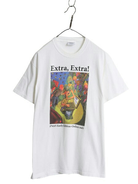 00s PNAS アート イラスト 両面 プリント Tシャツ メンズ M / オールド グラフィック ヘビーウェイト カットソー 企業物 ゆったり ホワイト