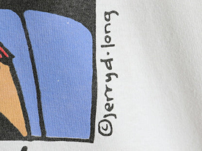 90s USA製 ジョーク イラスト プリント Tシャツ メンズ XL オールド キャラクター アニマル アート ヘビーウェイト ホワイト 大きいサイズ