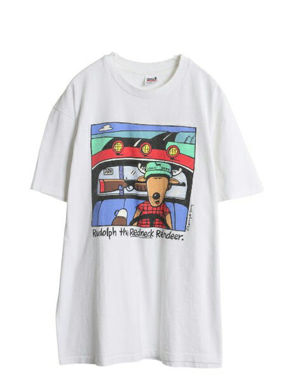 90s USA製 ジョーク イラスト プリント Tシャツ メンズ XL オールド キャラクター アニマル アート ヘビーウェイト ホワイト 大きいサイズ