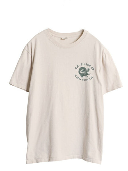 USA製 フィルソン 両面 プリント 半袖 Tシャツ メンズ S / 古着 ヒツジ グラフィック アート イラスト ヘビーウェイト カットソー ベージュ