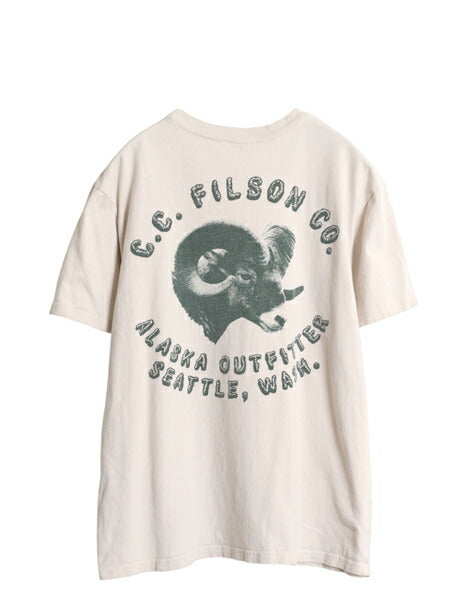 USA製 フィルソン 両面 プリント 半袖 Tシャツ メンズ S / 古着 ヒツジ グラフィック アート イラスト ヘビーウェイト カットソー ベージュ