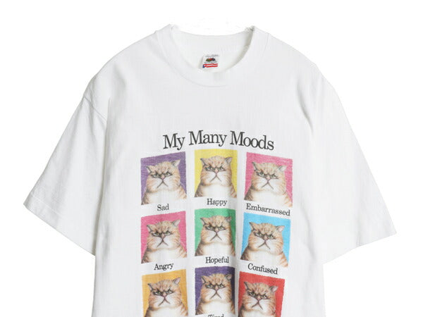 90s ネコ アート イラスト プリント Tシャツ メンズ レディース L オールド アニマル キャラクター ジョーク ヘビーウェイト グラフィック