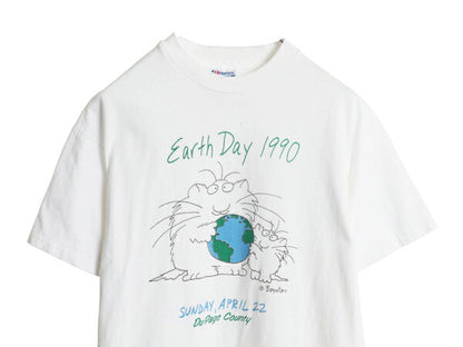 90s USA製 ネコ イラスト プリント Tシャツ メンズ レディース L オールド キャラクター アニマル アート メッセージ シングルステッチ 白