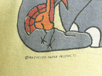 70s USA製 アニマル アート イラスト プリント Tシャツ メンズ レディース L 小さめ M ヴィンテージ キャラクター グラフィック メッセージ