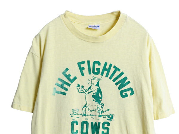 80s 90s USA製 ウシ キャラクター イラスト 両面 プリント Tシャツ メンズ XL / ヴィンテージ アニマル アート ジョーク シングルステッチ