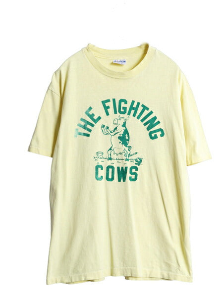 80s 90s USA製 ウシ キャラクター イラスト 両面 プリント Tシャツ メンズ XL / ヴィンテージ アニマル アート ジョーク シングルステッチ