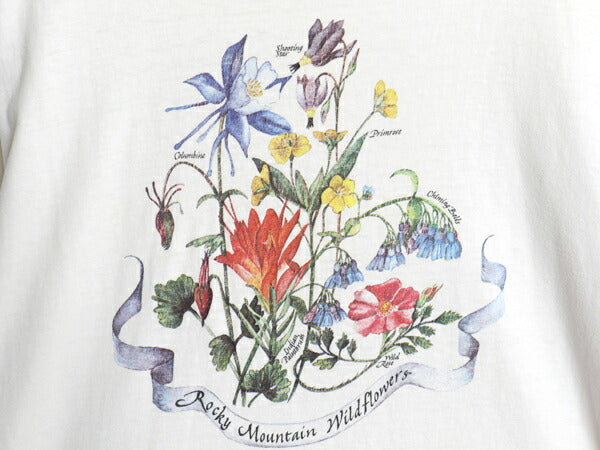 80s 90s USA製 フラワー アート イラスト プリント Tシャツ メンズ XL / ヴィンテージ 花 グラフィック シングルステッチ 大きいサイズ 白