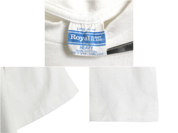 80s USA製 アート イラスト プリント Tシャツ メンズ L 小さめ M 程/ 古着 ヴィンテージ グラフィック シングルステッチ ヘビーウェイト 白