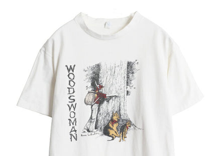 80s USA製 アート イラスト プリント Tシャツ メンズ L 小さめ M 程/ 古着 ヴィンテージ グラフィック シングルステッチ ヘビーウェイト 白