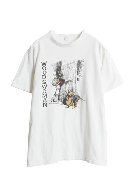 80s USA製 アート イラスト プリント Tシャツ メンズ L 小さめ M 程/ 古着 ヴィンテージ グラフィック シングルステッチ ヘビーウェイト 白