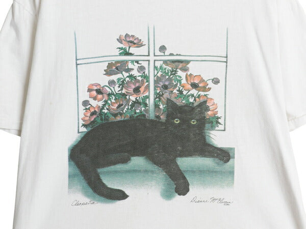 90s ネコ アート イラスト プリント Tシャツ メンズ レディース L 古着 オールド アニマル グラフィック ヘビーウェイト シングルステッチ