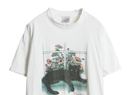 90s ネコ アート イラスト プリント Tシャツ メンズ レディース L 古着 オールド アニマル グラフィック ヘビーウェイト シングルステッチ