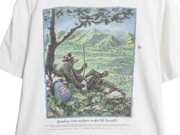 90s USA製 JIM MORRIS アート イラスト プリント Tシャツ メンズ L オールド メッセージ クマ キャラクター グラフィック シングルステッチ