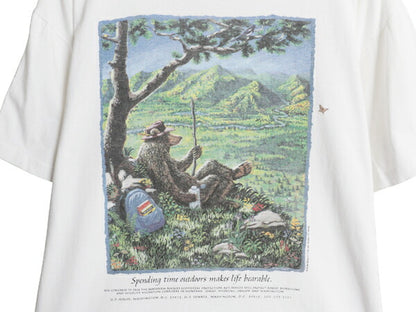 90s USA製 JIM MORRIS アート イラスト プリント Tシャツ メンズ L オールド メッセージ クマ キャラクター グラフィック シングルステッチ