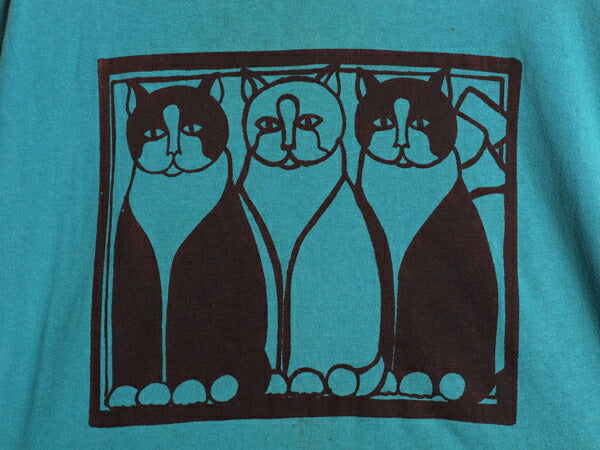 90s USA製 ネコ アート イラスト プリント Tシャツ メンズ レディース L / オールド アニマル キャラクター グラフィック ヘビーウェイト