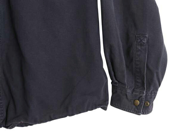 US企画 カーハート コットン キャンバス シャツ ジャケット メンズ XL / ワーク ダック チェック フランネル ライナー付き 長袖シャツ 紺